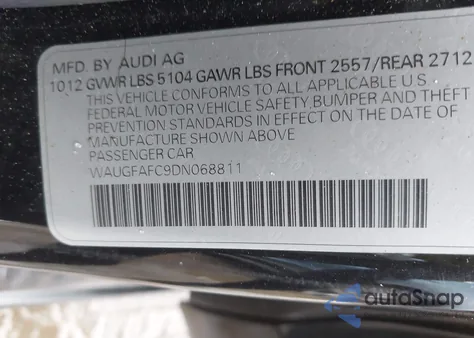 2013 Audi A6 2.0T Premium z USA, uszkodzony, nr VIN WAUGFAFC9DN068811